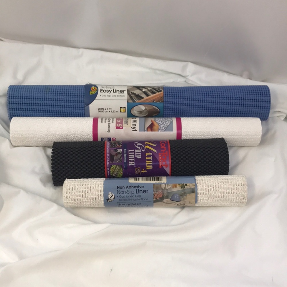 Non Adhesive Easy Shelf Liner Non-Slip Cushioned Grip ~ 4 Rolls Variety Colors